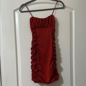 Elegant Red Ruched Dress